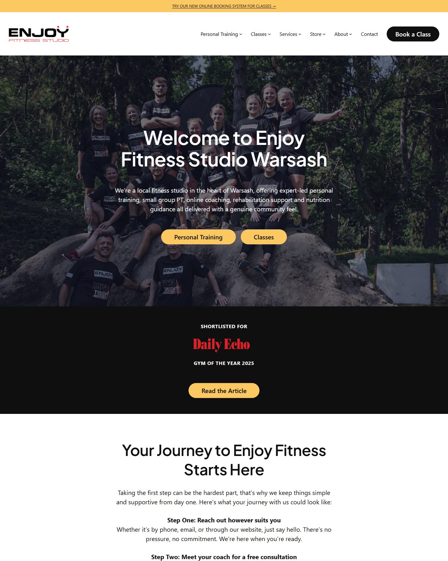 Enjoy Fitness Studio website preview
